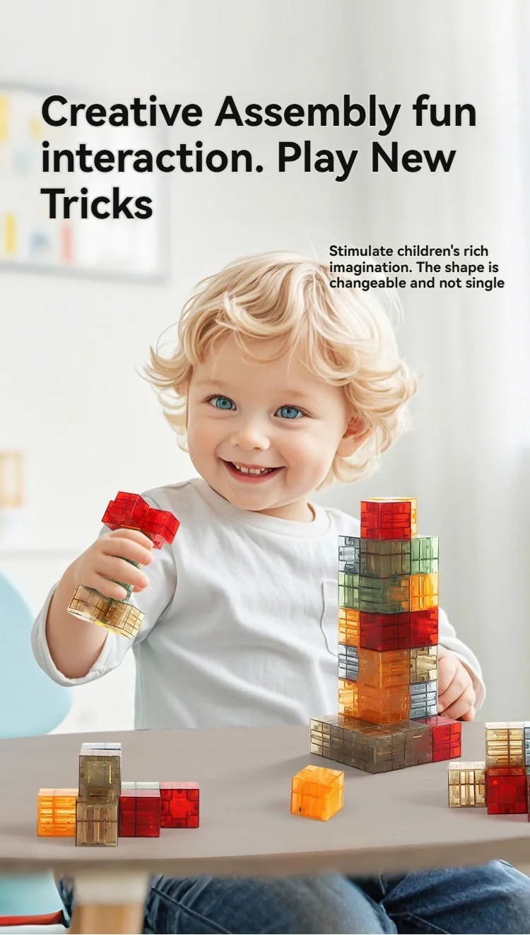 New Popular Transparent Magnetic Blocks-Build Magnet World Set for child, Sensory Construction Toys Christmas Gifts For Child