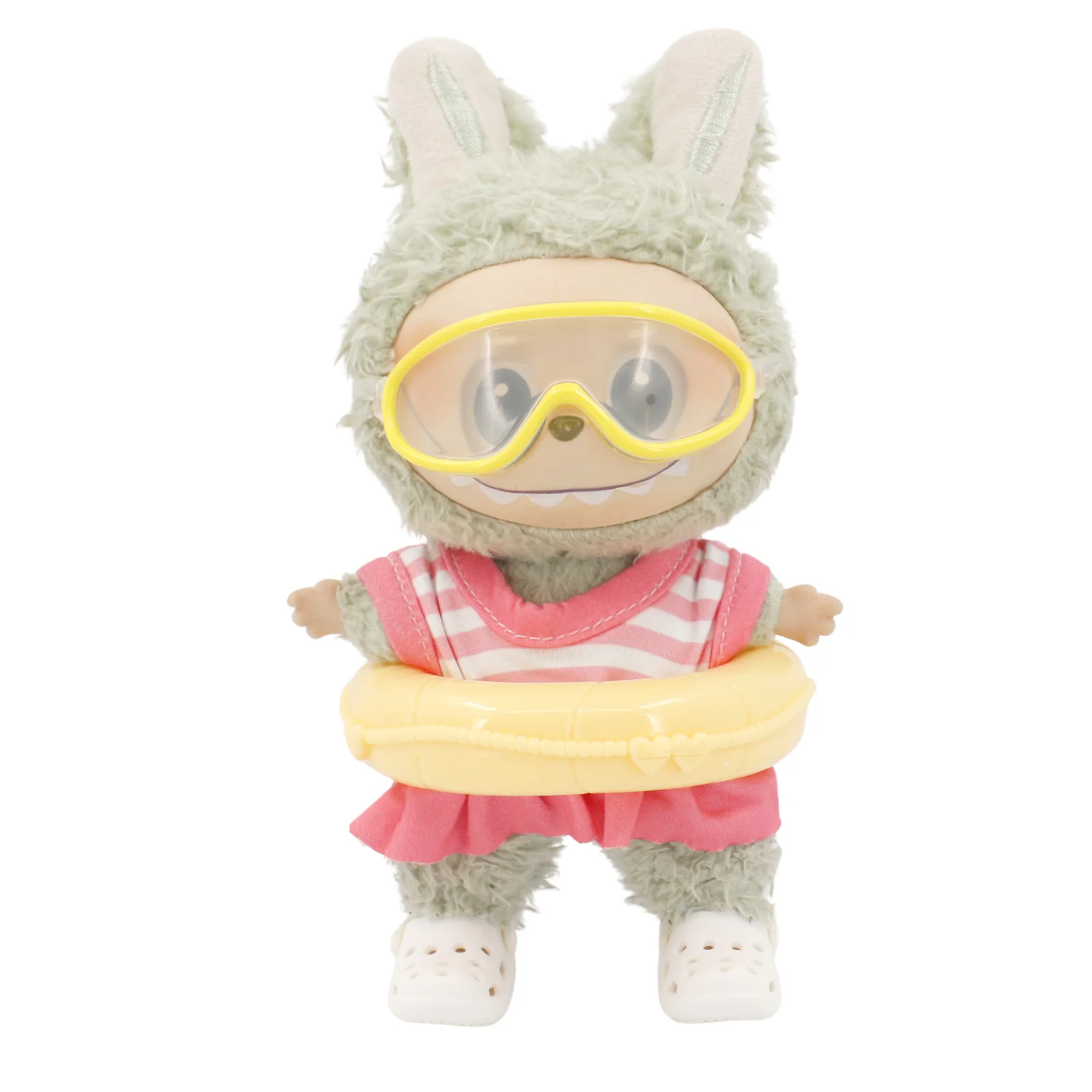 Doll Shoes Bikini Beach Slippers For labubu Clothes 17cm Plush Doll Accessories Girl's Toys Birthday And Christmas Gifts