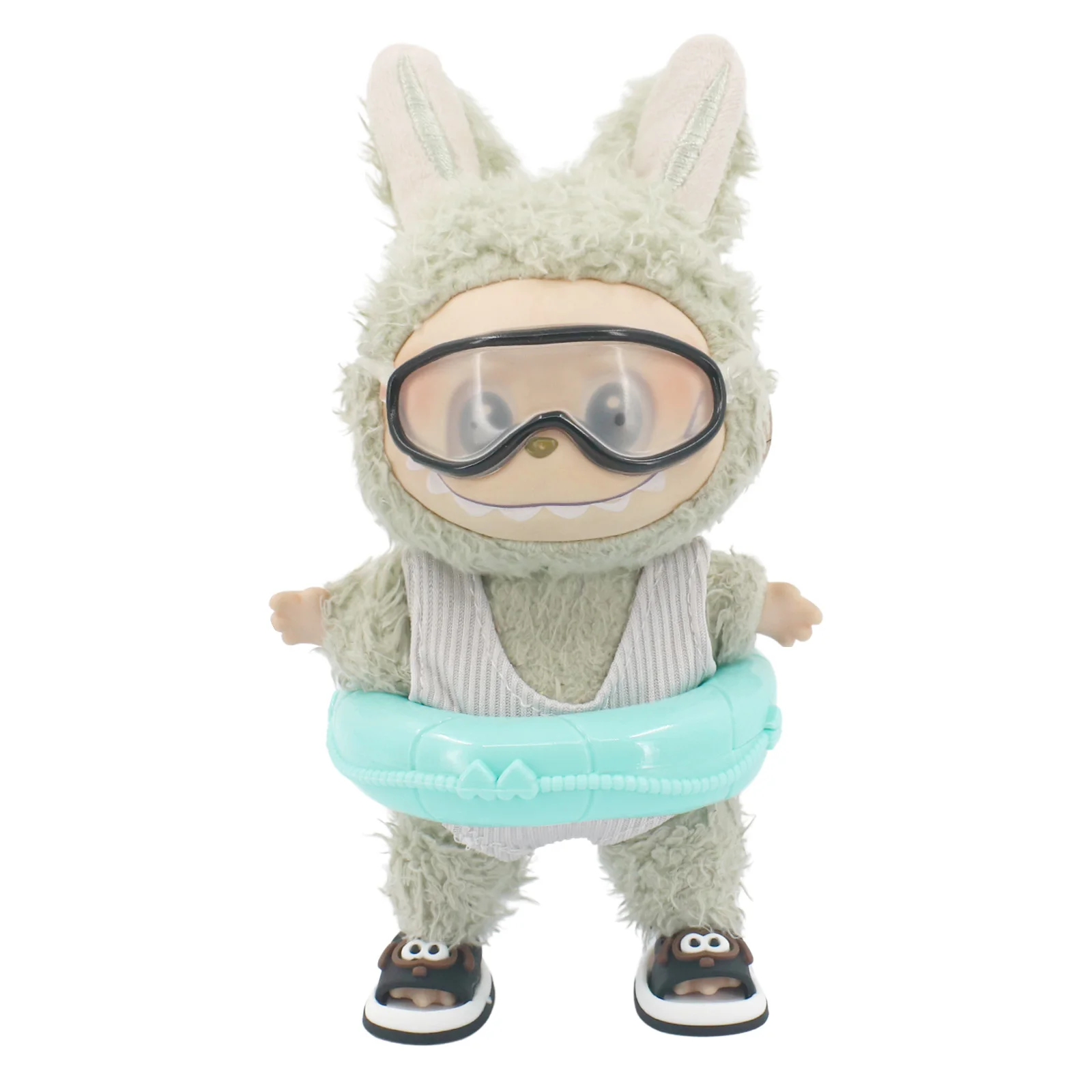 Doll Shoes Bikini Beach Slippers For labubu Clothes 17cm Plush Doll Accessories Girl's Toys Birthday And Christmas Gifts