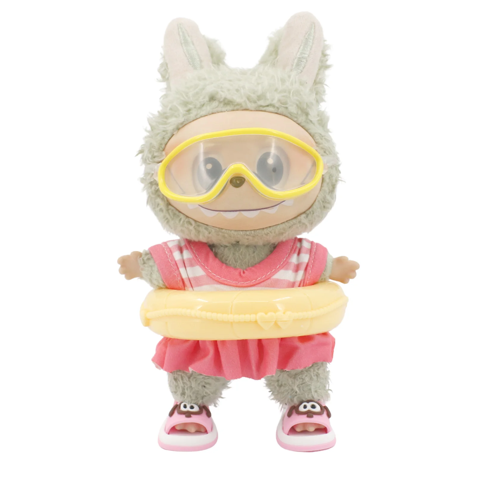 Doll Shoes Bikini Beach Slippers For labubu Clothes 17cm Plush Doll Accessories Girl's Toys Birthday And Christmas Gifts