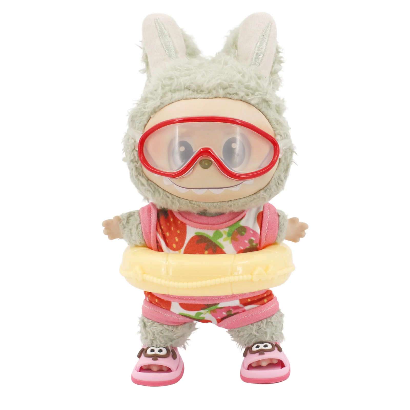 Doll Shoes Bikini Beach Slippers For labubu Clothes 17cm Plush Doll Accessories Girl's Toys Birthday And Christmas Gifts