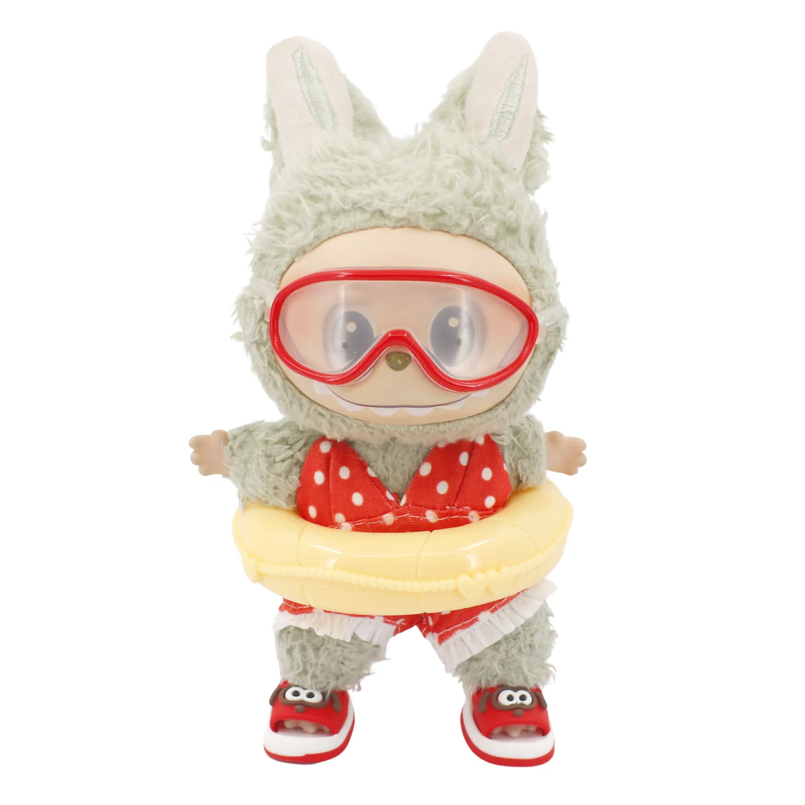 Doll Shoes Bikini Beach Slippers For labubu Clothes 17cm Plush Doll Accessories Girl's Toys Birthday And Christmas Gifts