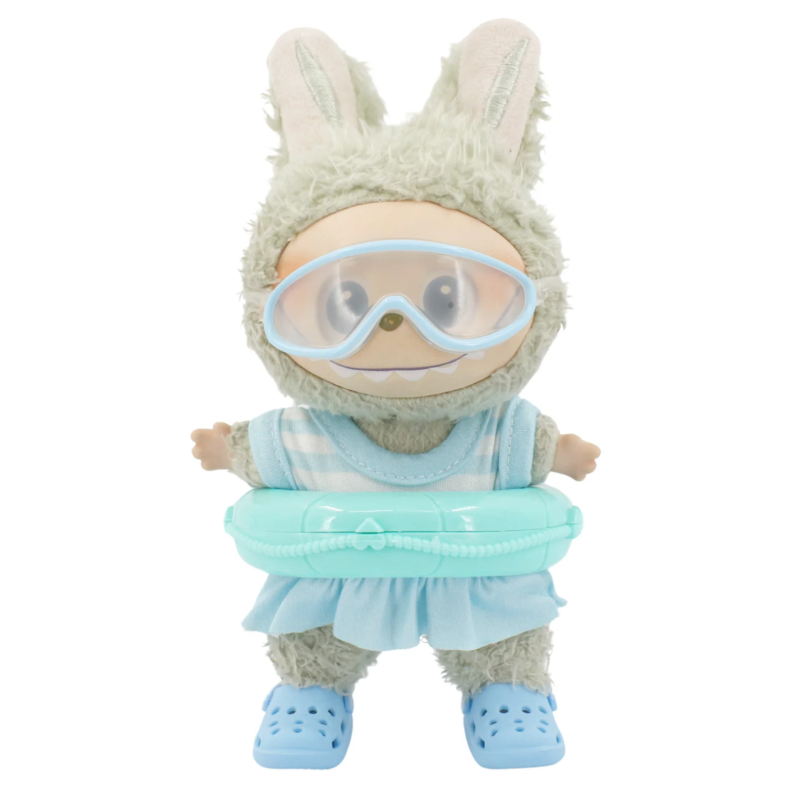 Doll Shoes Bikini Beach Slippers For labubu Clothes 17cm Plush Doll Accessories Girl's Toys Birthday And Christmas Gifts