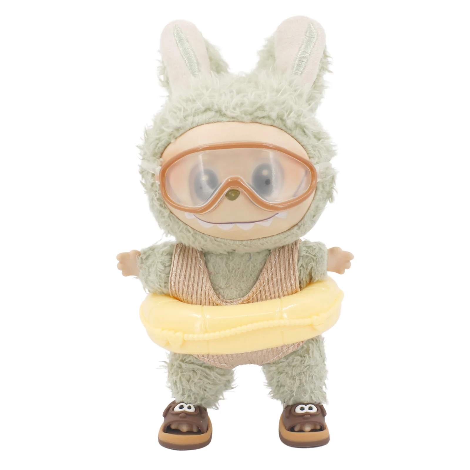 Doll Shoes Bikini Beach Slippers For labubu Clothes 17cm Plush Doll Accessories Girl's Toys Birthday And Christmas Gifts