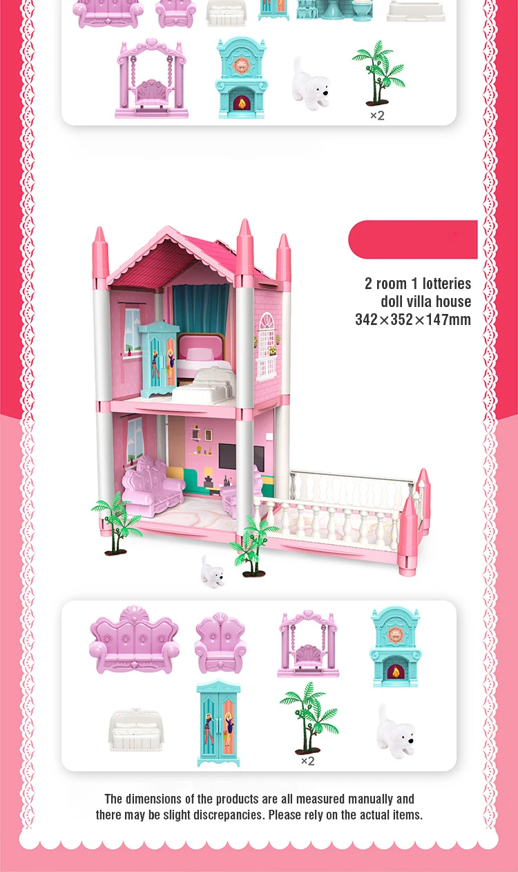 Girl Doll House Toy Children Pretend Play Dollhouse Villa Patchwork Dream Furniture Home Doll House for Kids Christmas Toy Gifts