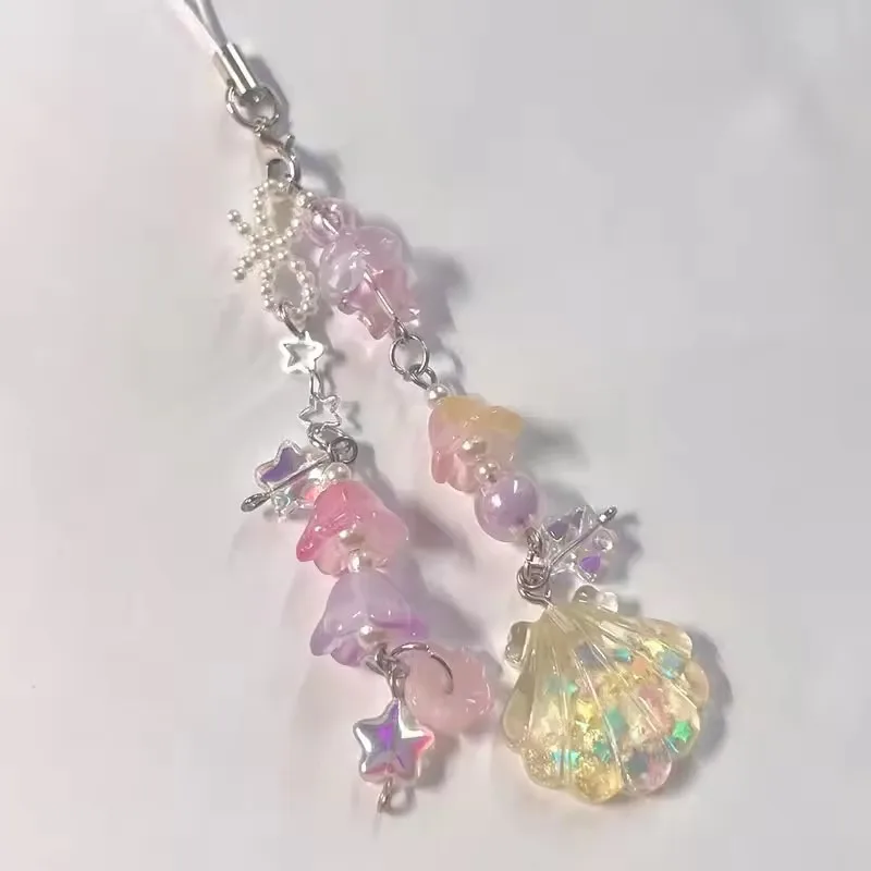 5 Style Shell Beaded Phone Chain Gorgeous Star Lily of the Valley Coquettish Coquette Keychain Pendant Keyring Christmas Gifts