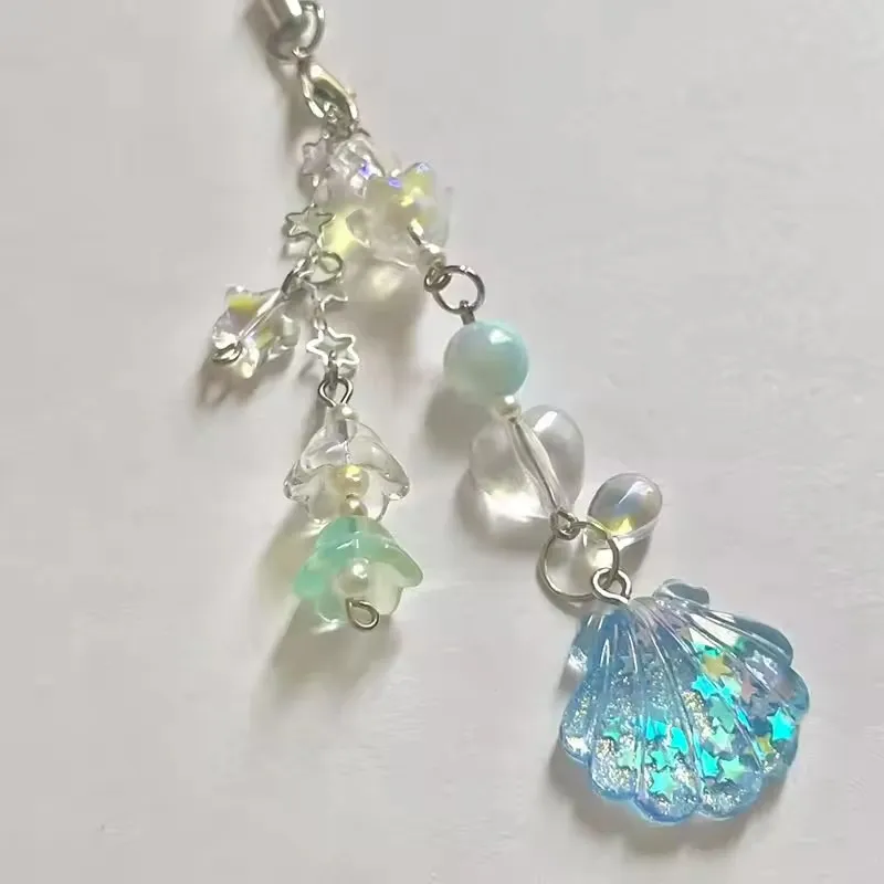 5 Style Shell Beaded Phone Chain Gorgeous Star Lily of the Valley Coquettish Coquette Keychain Pendant Keyring Christmas Gifts
