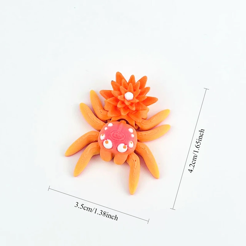 3D Printed Flexible Spider Sculpture Kids Simulation Animal Toy Creative Home Halloween Ornament Desk Cartoon Christmas Gift
