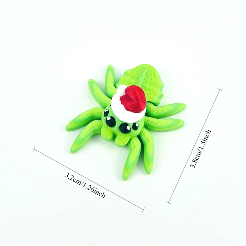 3D Printed Flexible Spider Sculpture Kids Simulation Animal Toy Creative Home Halloween Ornament Desk Cartoon Christmas Gift