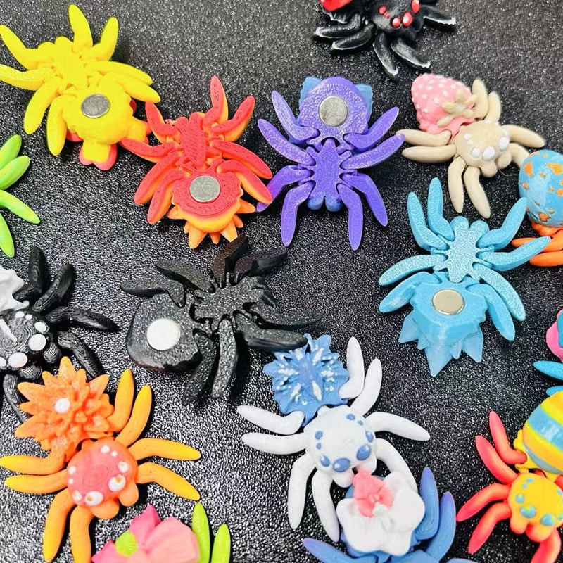 3D Printed Flexible Spider Sculpture Kids Simulation Animal Toy Creative Home Halloween Ornament Desk Cartoon Christmas Gift