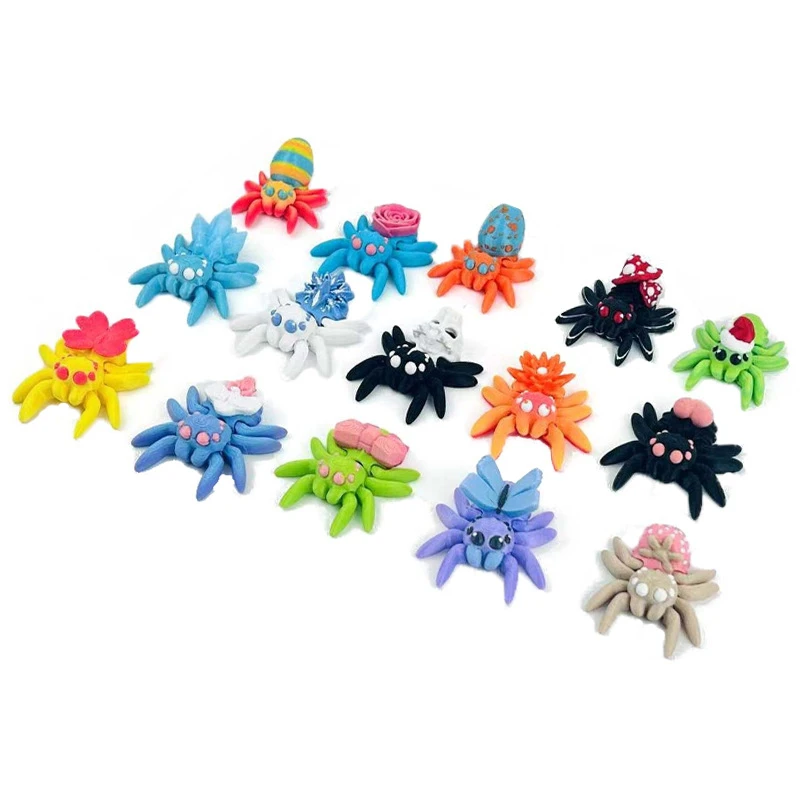 3D Printed Flexible Spider Sculpture Kids Simulation Animal Toy Creative Home Halloween Ornament Desk Cartoon Christmas Gift