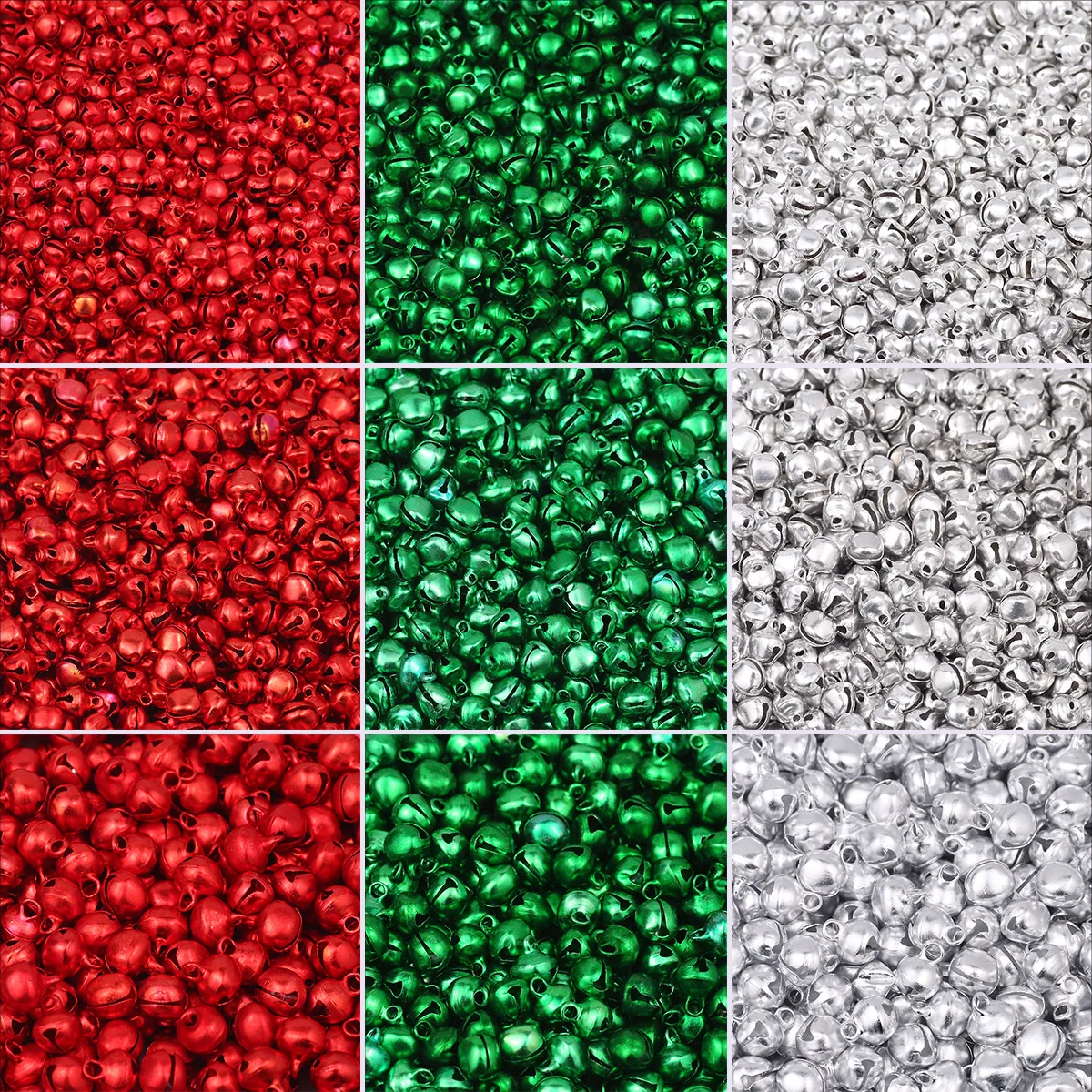 50-100PCS 6/8/10mm Baking Paint Colorful Christmas Flat Bells Metal Little Bells Xmas Decoration Party DIY Bracelet Necklace