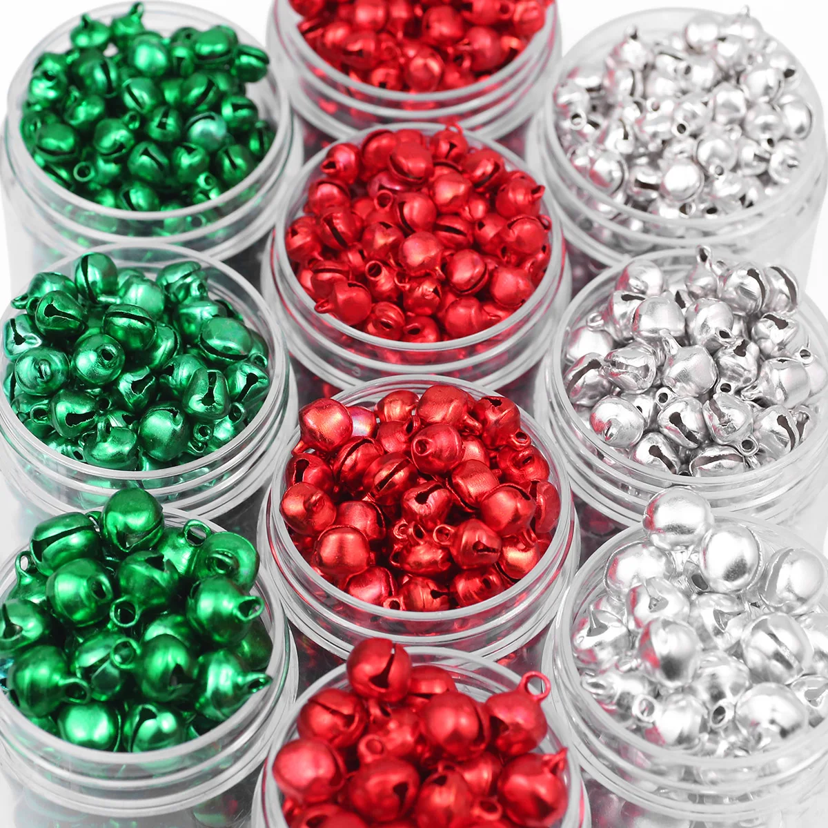 50-100PCS 6/8/10mm Baking Paint Colorful Christmas Flat Bells Metal Little Bells Xmas Decoration Party DIY Bracelet Necklace