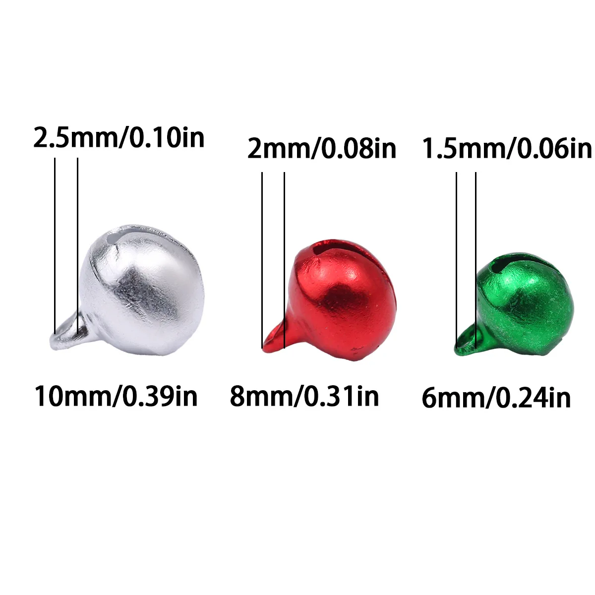 50-100PCS 6/8/10mm Baking Paint Colorful Christmas Flat Bells Metal Little Bells Xmas Decoration Party DIY Bracelet Necklace