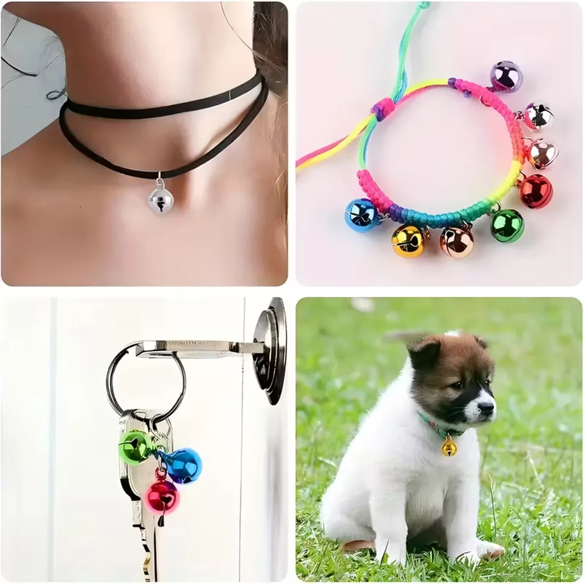 50-100PCS 6/8/10mm Baking Paint Colorful Christmas Flat Bells Metal Little Bells Xmas Decoration Party DIY Bracelet Necklace