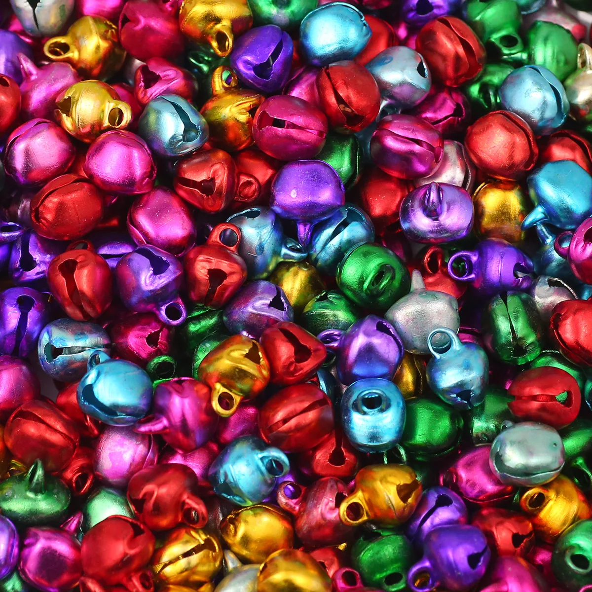 50-100PCS 6/8/10mm Baking Paint Colorful Christmas Flat Bells Metal Little Bells Xmas Decoration Party DIY Bracelet Necklace
