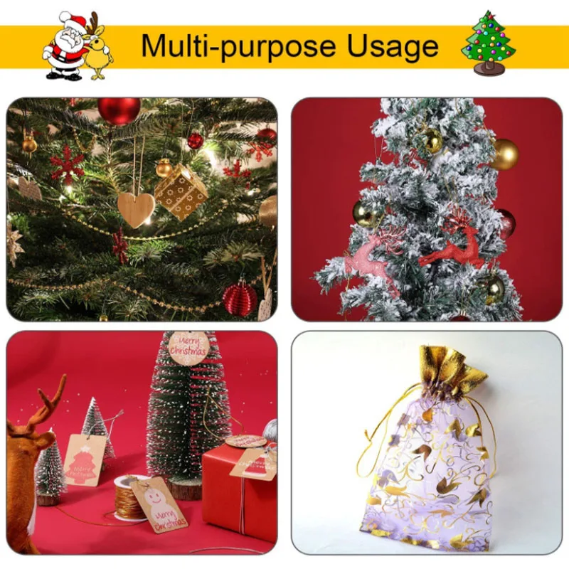 20Meters/Roll Gold Silver Elastic Cord Round High Elastic Metallic Tinsel Cord Rope For Christmas DIY Packing Craft Clothing Tag