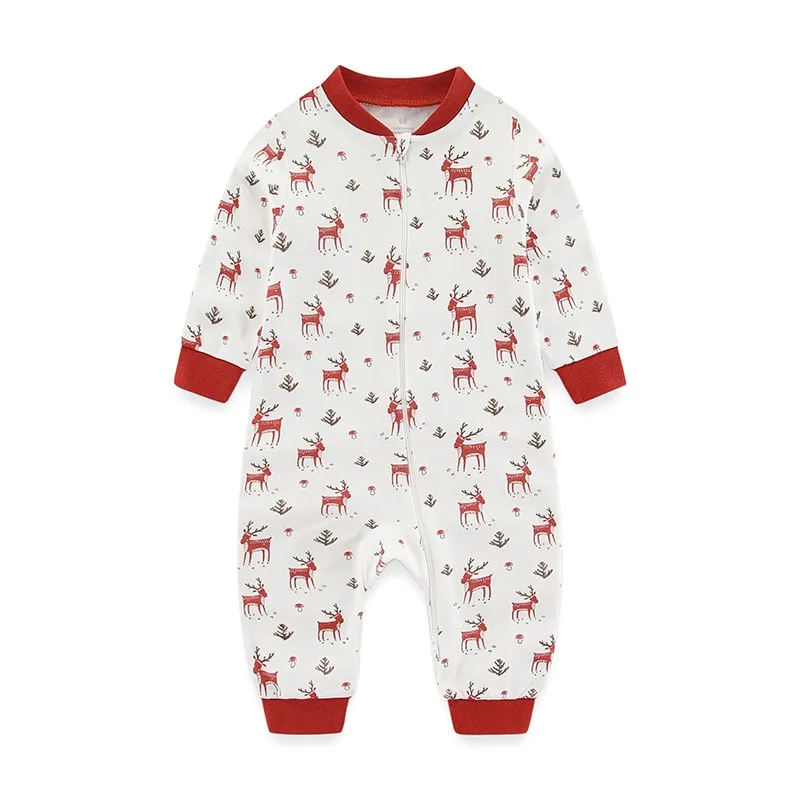 Kiddiezoom 1/2Pcs Fashion Christmas Cartoon 100%Cotton Zipper Baby Boy Girl Rompers Soft Newborn Clothes