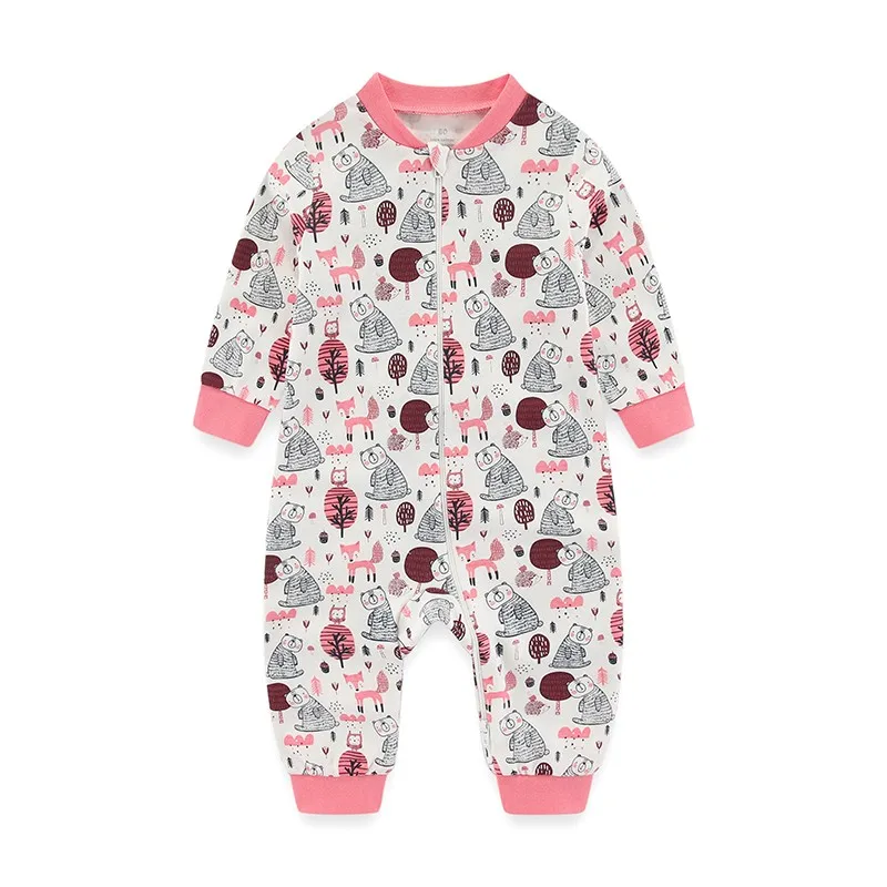 Kiddiezoom 1/2Pcs Fashion Christmas Cartoon 100%Cotton Zipper Baby Boy Girl Rompers Soft Newborn Clothes
