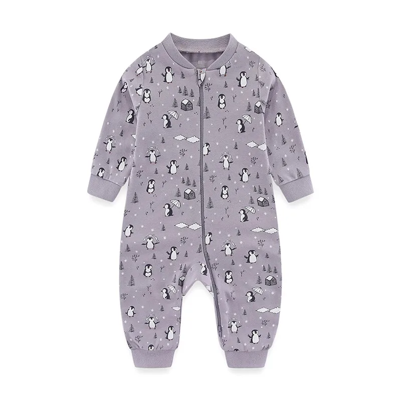Kiddiezoom 1/2Pcs Fashion Christmas Cartoon 100%Cotton Zipper Baby Boy Girl Rompers Soft Newborn Clothes