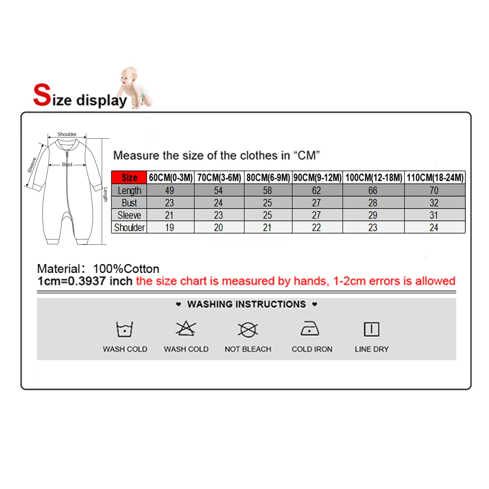 Kiddiezoom 1/2Pcs Fashion Christmas Cartoon 100%Cotton Zipper Baby Boy Girl Rompers Soft Newborn Clothes