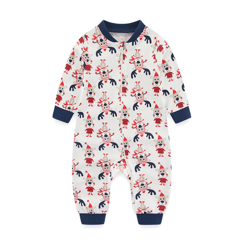 Kiddiezoom 1/2Pcs Fashion Christmas Cartoon 100%Cotton Zipper Baby Boy Girl Rompers Soft Newborn Clothes