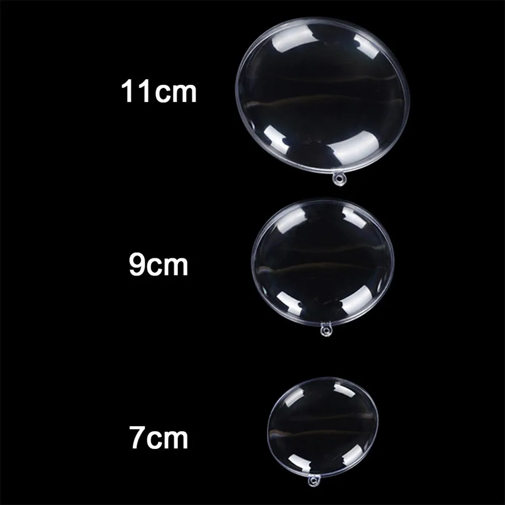 10pcs 7/9/11cm Xmas Tree Hanging Ball Christmas Clear Flat Ball Plastic Baubles Open Balls Candy Gift Box For Home Decor Wedding