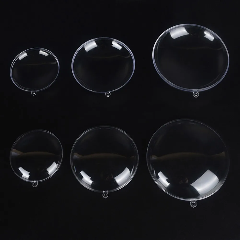 10pcs 7/9/11cm Xmas Tree Hanging Ball Christmas Clear Flat Ball Plastic Baubles Open Balls Candy Gift Box For Home Decor Wedding
