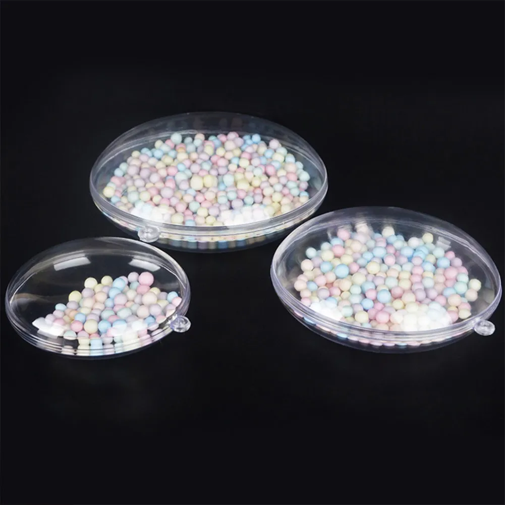 10pcs 7/9/11cm Xmas Tree Hanging Ball Christmas Clear Flat Ball Plastic Baubles Open Balls Candy Gift Box For Home Decor Wedding