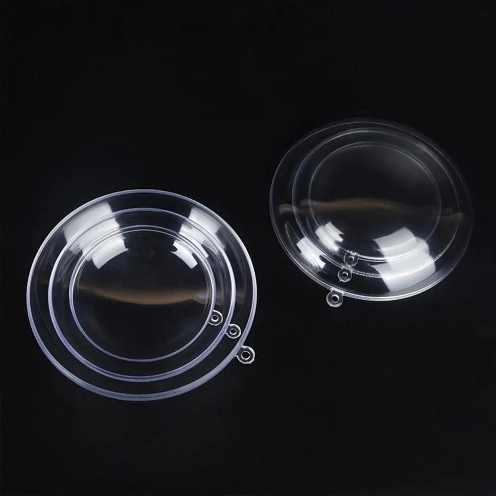 10pcs 7/9/11cm Xmas Tree Hanging Ball Christmas Clear Flat Ball Plastic Baubles Open Balls Candy Gift Box For Home Decor Wedding