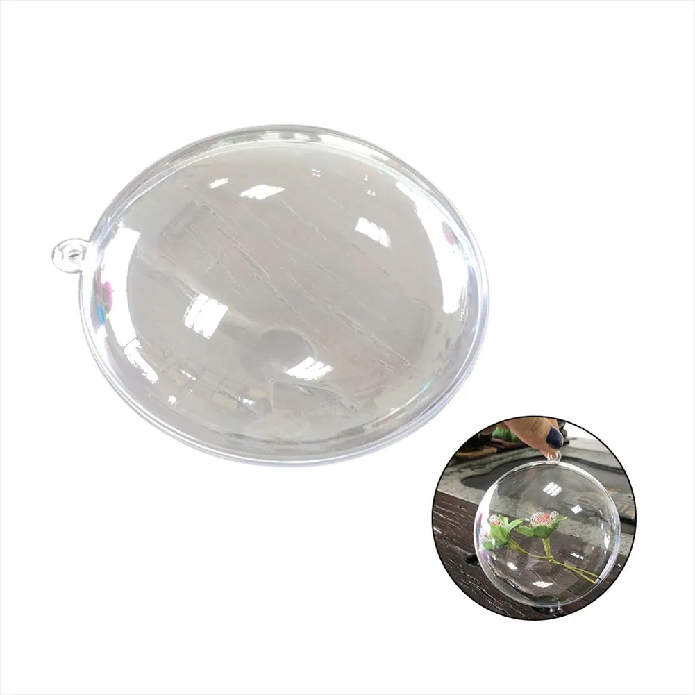 10pcs 7/9/11cm Xmas Tree Hanging Ball Christmas Clear Flat Ball Plastic Baubles Open Balls Candy Gift Box For Home Decor Wedding