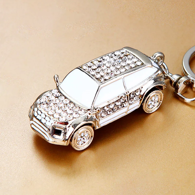 Hot Mini Car Keychain Rhinestone Car Keychain Key Rings for Men Women Car Decorations Perfect Christmas Gifts Kids Toy Gift