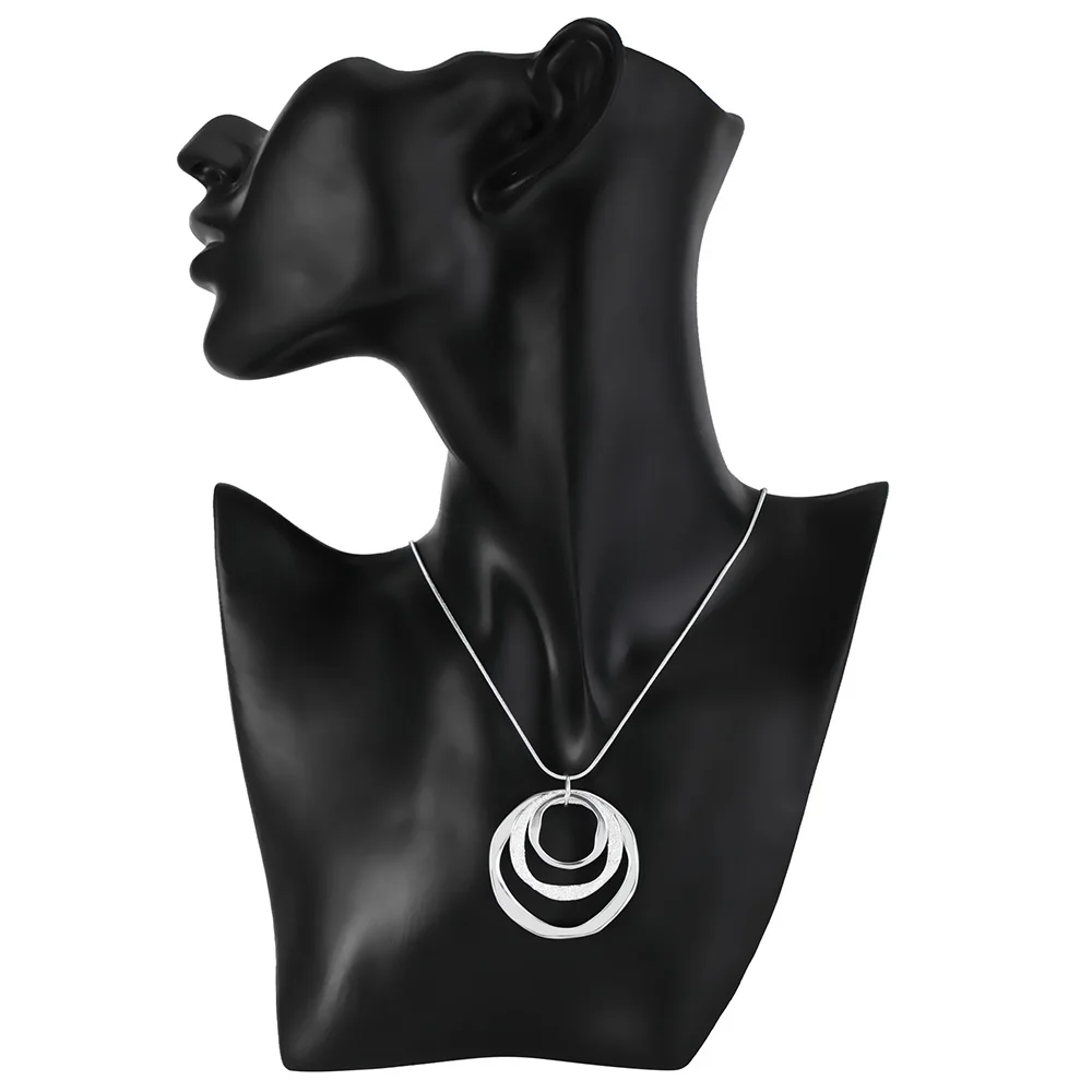 40-75cm Charms nobel 925 Sterling Silver Bohemia three circle pendant Necklace For Women Wedding Jewelry party Christmas gifts