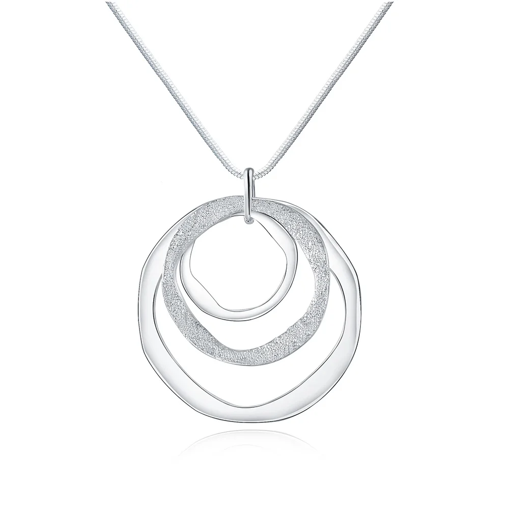 40-75cm Charms nobel 925 Sterling Silver Bohemia three circle pendant Necklace For Women Wedding Jewelry party Christmas gifts