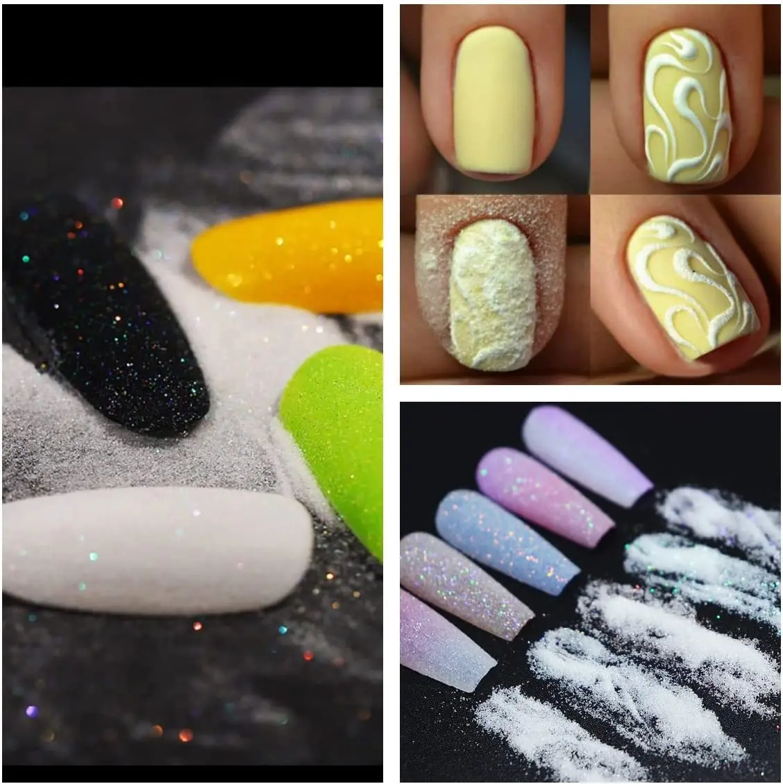 10g Shining Sugar Nail Glitter Powder Candy Coat Effect White Black Transparent Pigment Dust Nails Art Decorations DIY Christmas