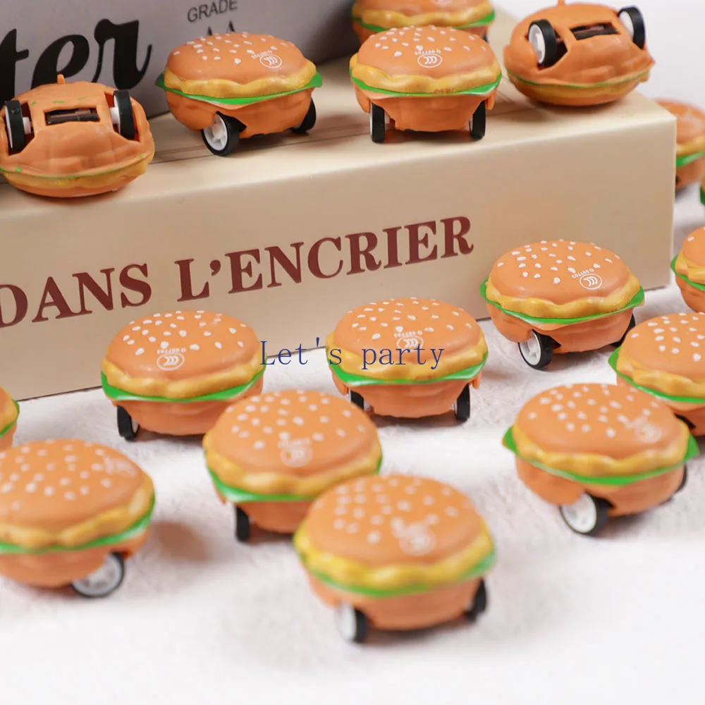 15Pcs Mini Cute 3D Burger Pull Back Cars Toy for kids Birthday Party favors Baby Shower Gift Pinata Filler Reward Christmas Gift
