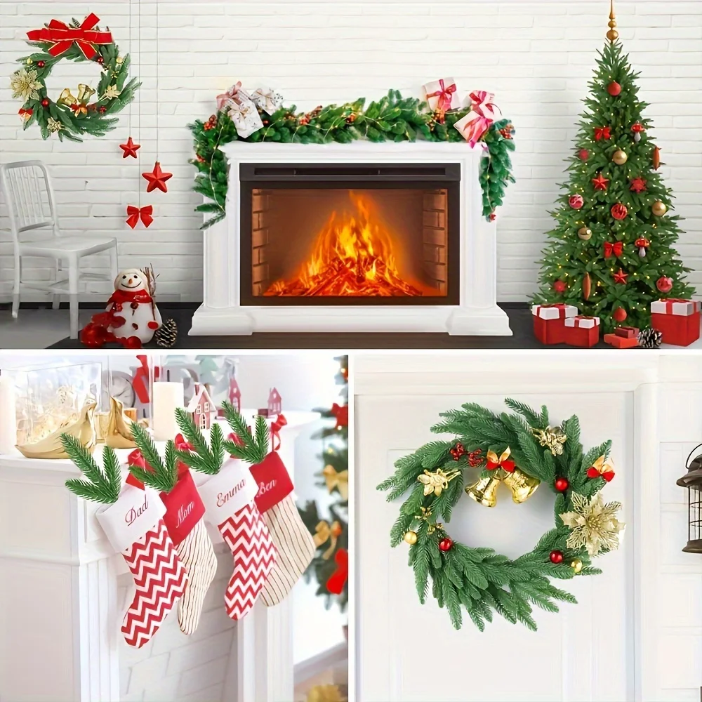 20pcs Artificial Pine Tree Plastic Green Pine Branches DIY Christmas Decoration Winter Tabletop Plants Christmas Tree Decoration