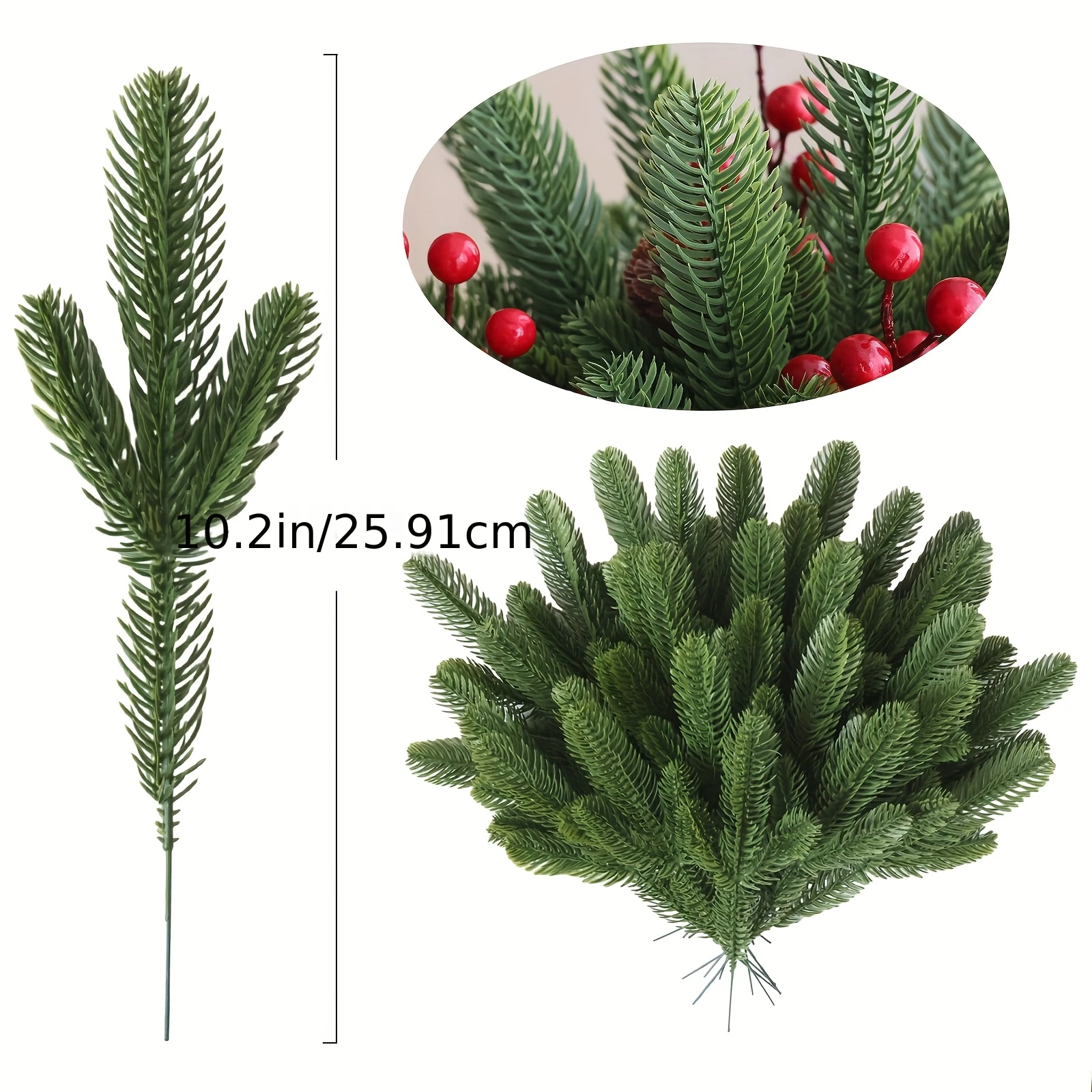 20pcs Artificial Pine Tree Plastic Green Pine Branches DIY Christmas Decoration Winter Tabletop Plants Christmas Tree Decoration