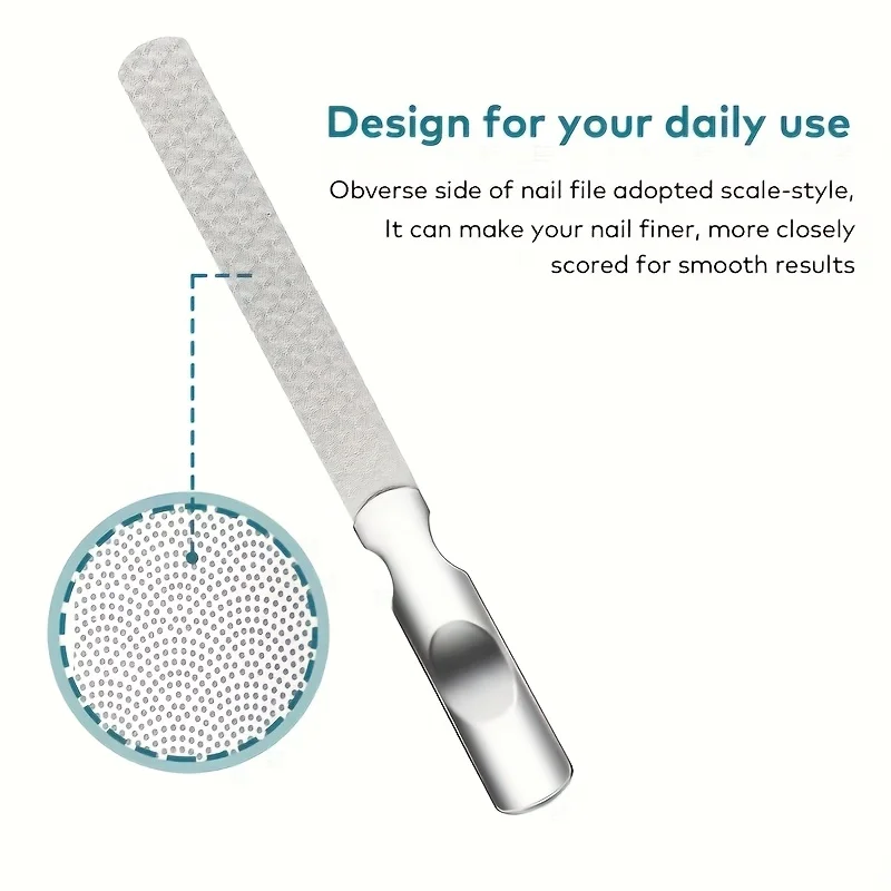 Professional Stainless Steel Nail File Double-Sided Heavy Duty & Reusable Manicure Tool for Natural Nails Christmas Gift