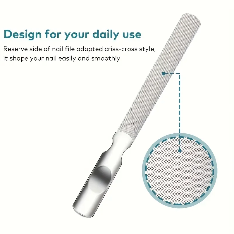 Professional Stainless Steel Nail File Double-Sided Heavy Duty & Reusable Manicure Tool for Natural Nails Christmas Gift