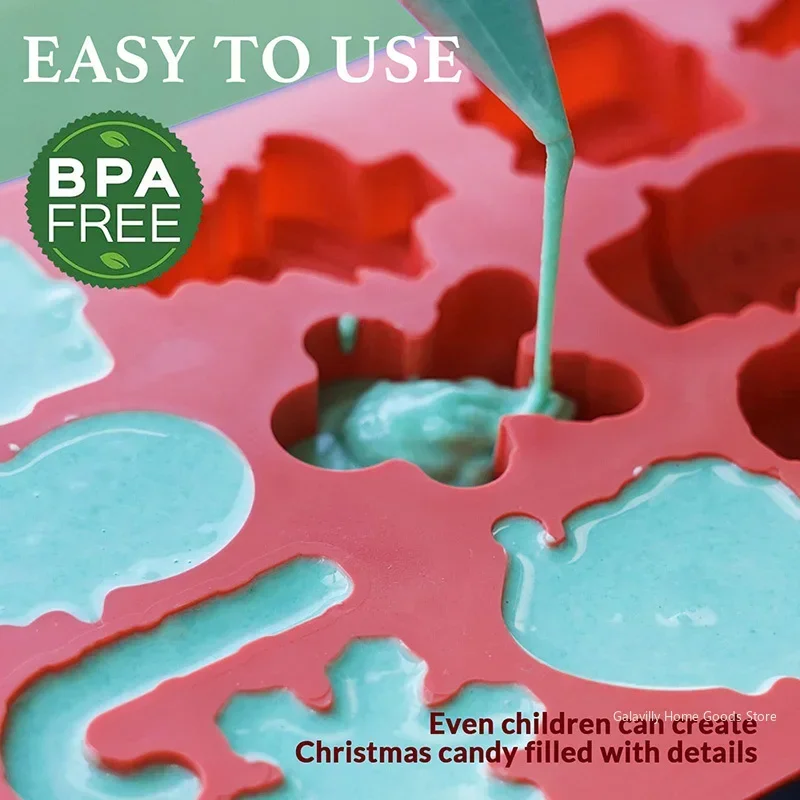 Silicone Christmas Chocolate Molds Snowflake Xmas Tree Gingerbread Man Candy Cookie Moulds DIY Baking Tool New Year Cake Decor