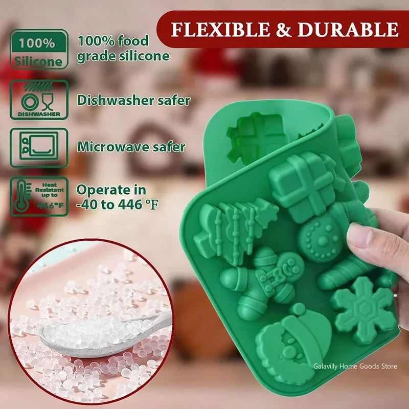 Silicone Christmas Chocolate Molds Snowflake Xmas Tree Gingerbread Man Candy Cookie Moulds DIY Baking Tool New Year Cake Decor