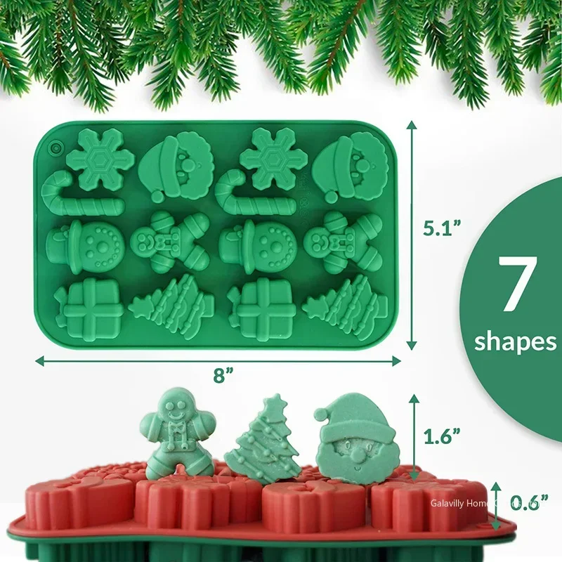 Silicone Christmas Chocolate Molds Snowflake Xmas Tree Gingerbread Man Candy Cookie Moulds DIY Baking Tool New Year Cake Decor