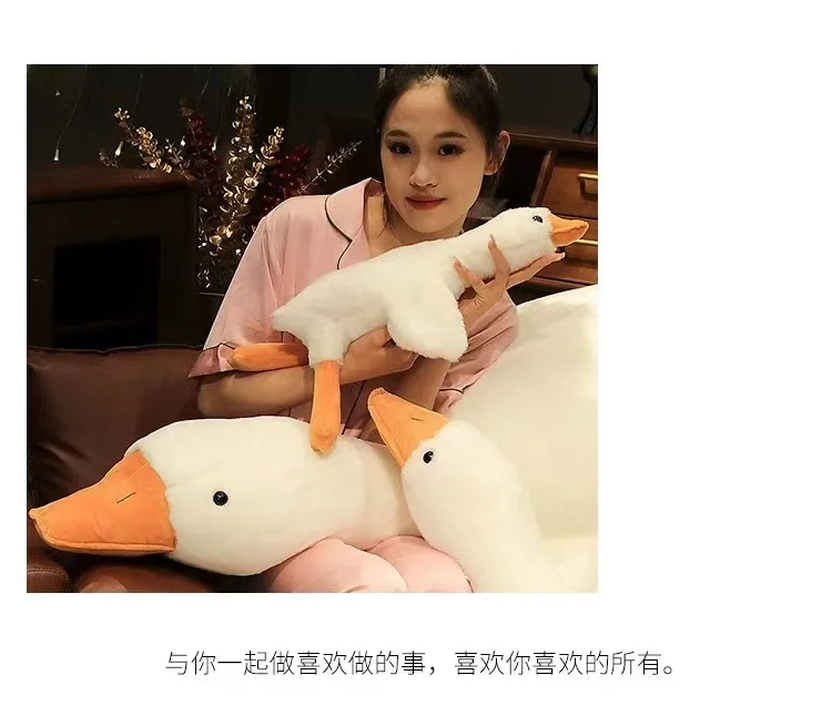 50-190cm White Hug Stuffed Animal Duck Kawaii Large 7 Colors Giant Goose Plush Toy Sleeping Pillow Big Christmas Gift for Friend