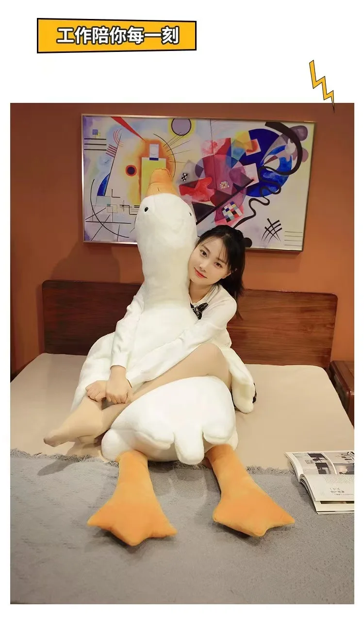 50-190cm White Hug Stuffed Animal Duck Kawaii Large 7 Colors Giant Goose Plush Toy Sleeping Pillow Big Christmas Gift for Friend