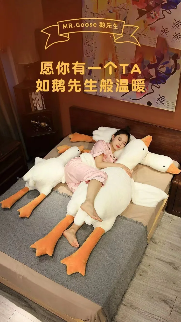 50-190cm White Hug Stuffed Animal Duck Kawaii Large 7 Colors Giant Goose Plush Toy Sleeping Pillow Big Christmas Gift for Friend