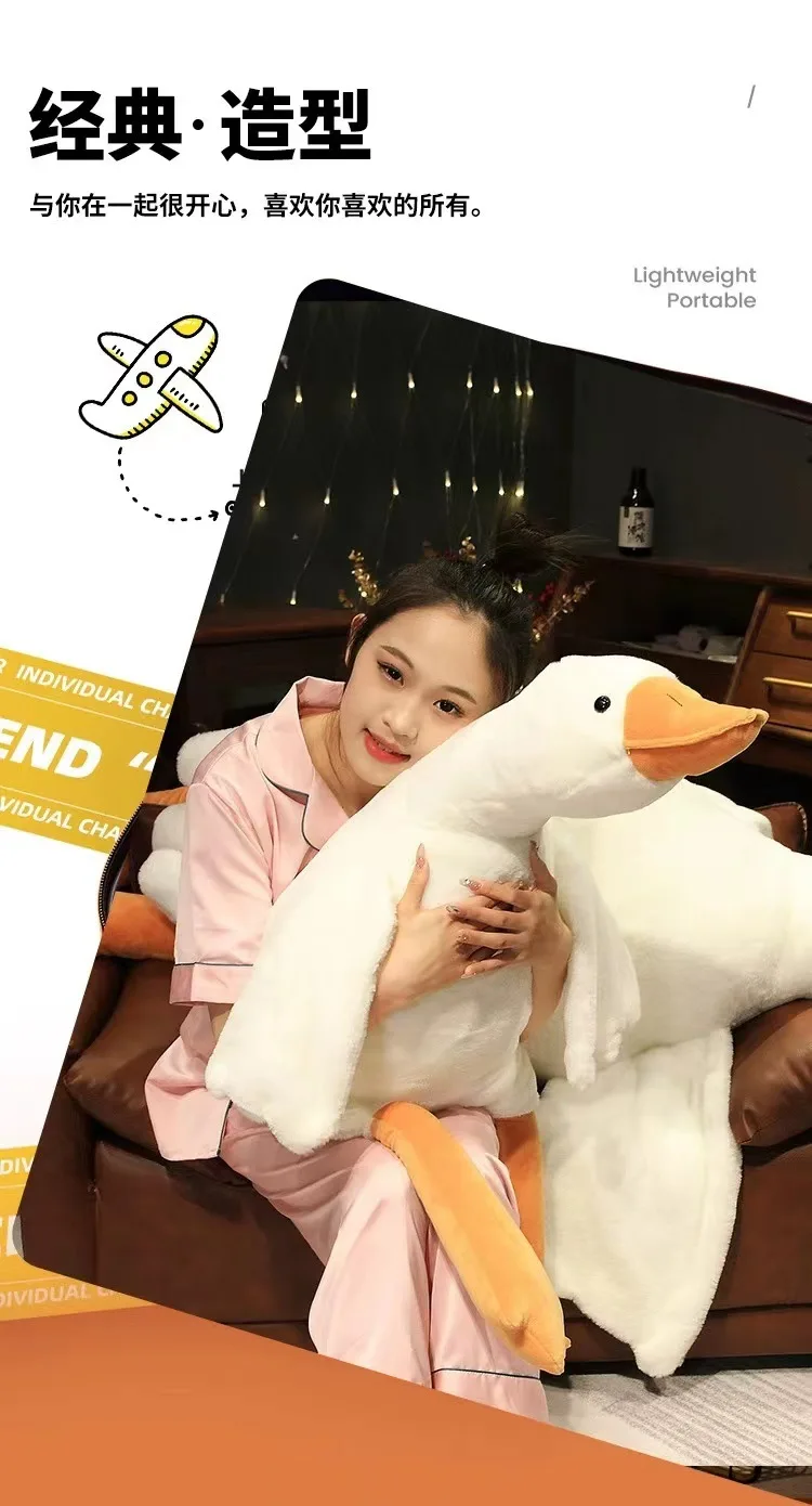 50-190cm White Hug Stuffed Animal Duck Kawaii Large 7 Colors Giant Goose Plush Toy Sleeping Pillow Big Christmas Gift for Friend