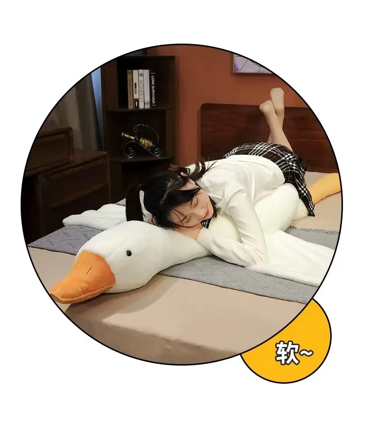 50-190cm White Hug Stuffed Animal Duck Kawaii Large 7 Colors Giant Goose Plush Toy Sleeping Pillow Big Christmas Gift for Friend