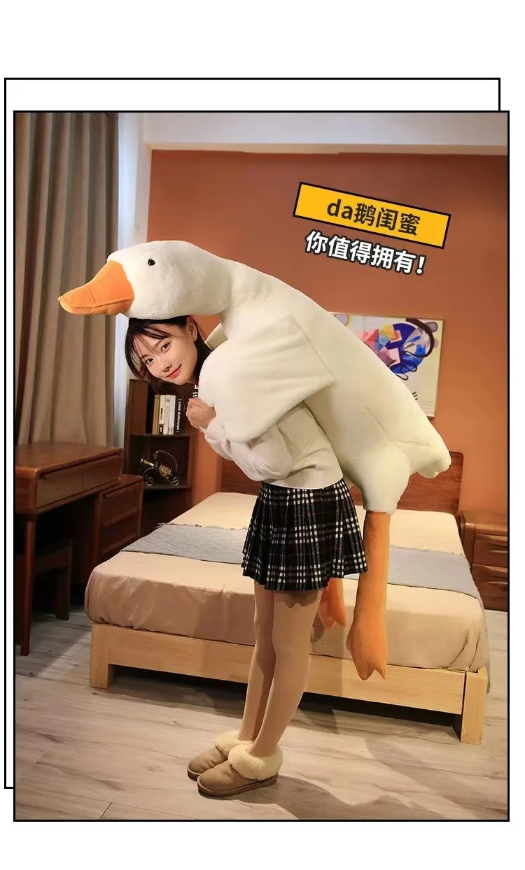 50-190cm White Hug Stuffed Animal Duck Kawaii Large 7 Colors Giant Goose Plush Toy Sleeping Pillow Big Christmas Gift for Friend