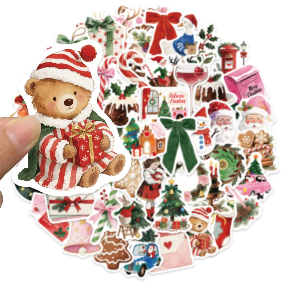 50PCS Christmas Aesthetic Gift Santa Claus Graffiti Stickers DIY Decorative Bags, Skateboards, Water Cups, Flat Stickers